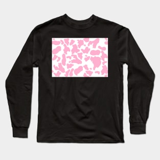 Pink Cow Print on White Long Sleeve T-Shirt